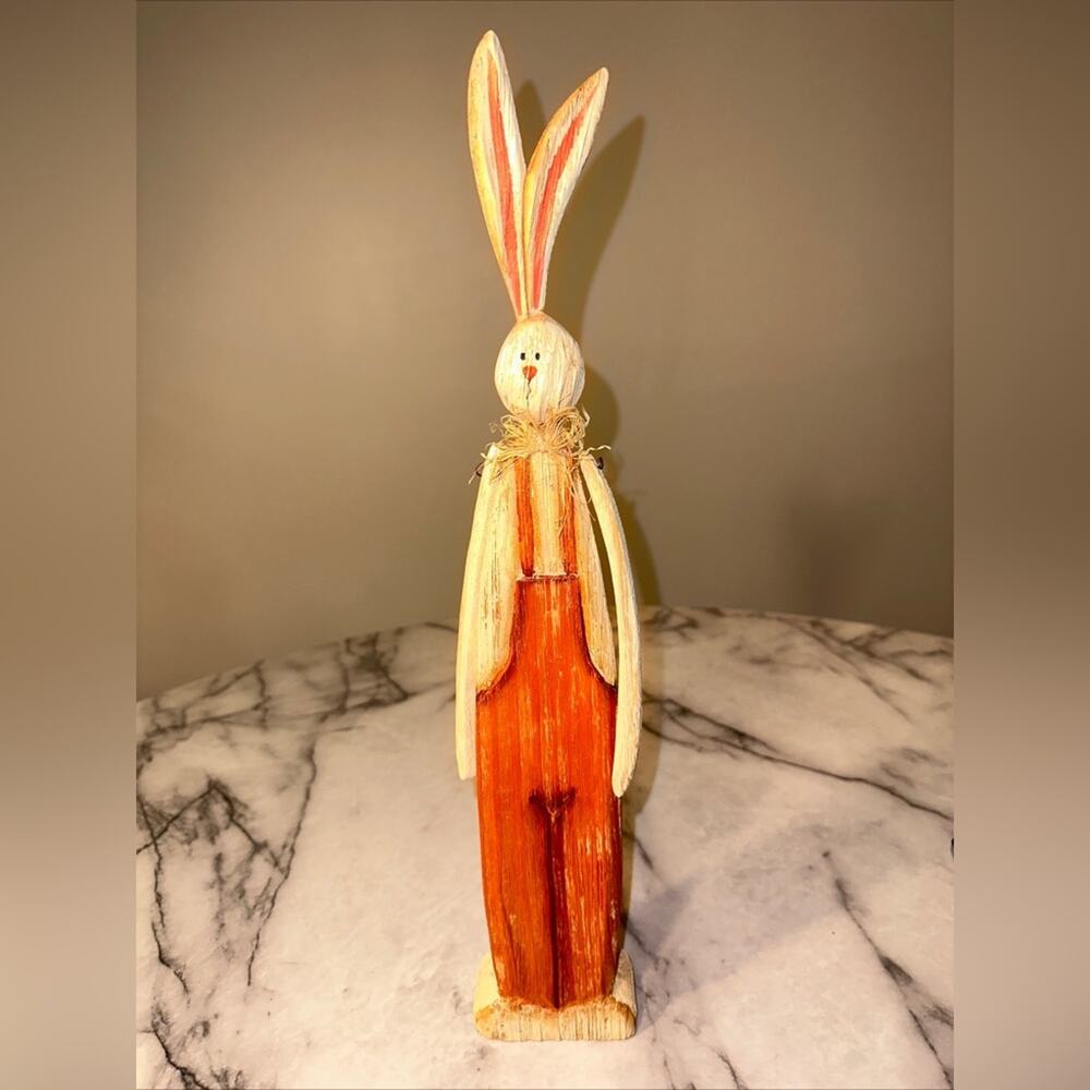 18" Handmade Wooden Farmer Bunny Country‎ Farmhouse Easter Rabbit lightweight